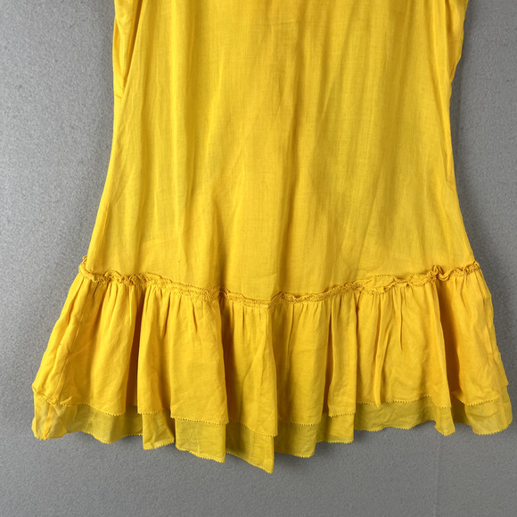 Diane Von Furstenberg Ruffle Top Women 2 Yellow Sleeveless Romantic Feminine DVF - Picture 10 of 13